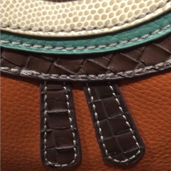 NEW CHALA HANDBAGS Bird Tweet Shoulder Bag, Large Tote, Burnt Orange & Teal - Picture 7 of 15